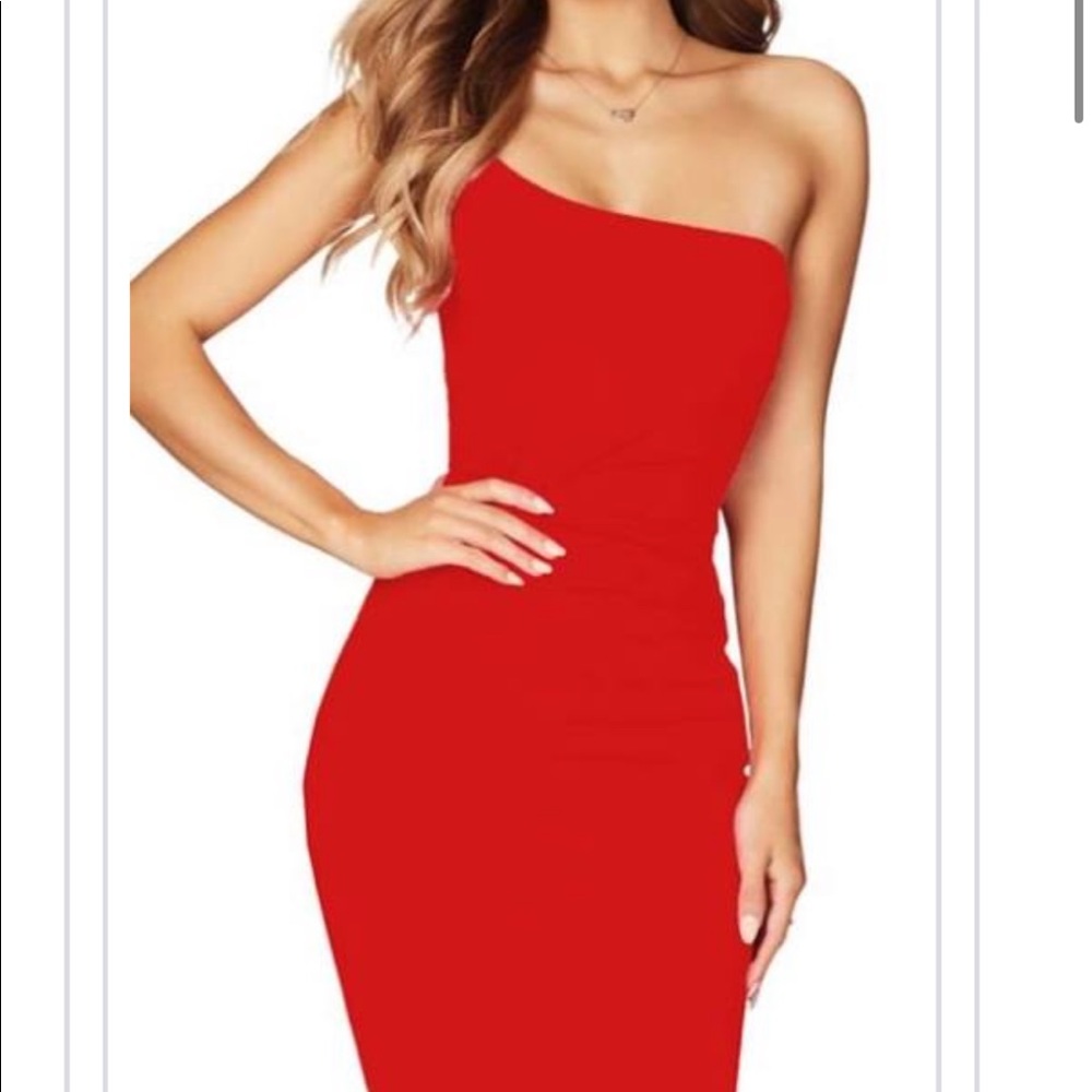 Red Nookie one shoulder dress worn twice